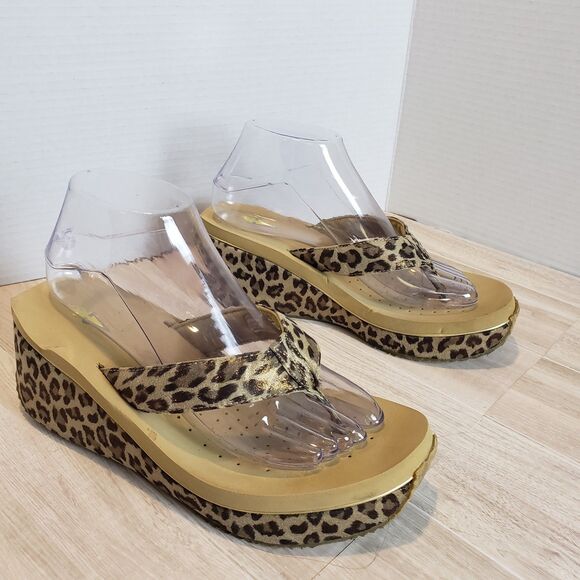 Volatile Leopard Print Wedge Platform Slide Sandals Women’s Size 8 - Picture 1 of 8